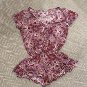 Tiare Hawaii Red and Blue Patterned Romper